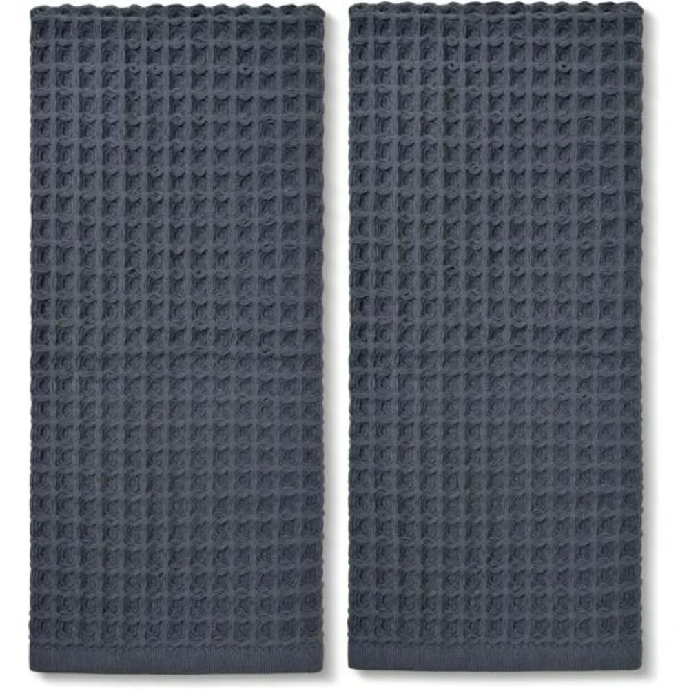 Waffle Hand Towels Set 2 Pack Cotton Quick Dry Lint Free Bathroom Kitchen Face